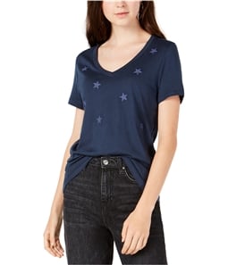 Carbon Copy Womens Embroidered Stars Embellished T-Shirt