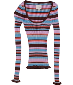 Cinq A Sept Womens Striped Pullover Sweater