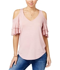 Almost Famous Womens Ruffle Knit Blouse