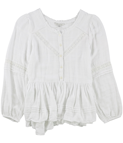 American Eagle Womens Lace Accent Peplum Blouse, TW1