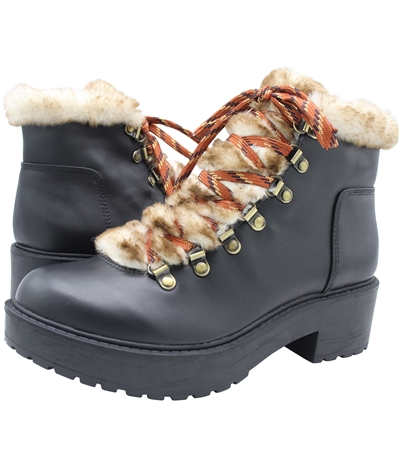 American Eagle Womens Faux Fur Solid Combat Boots