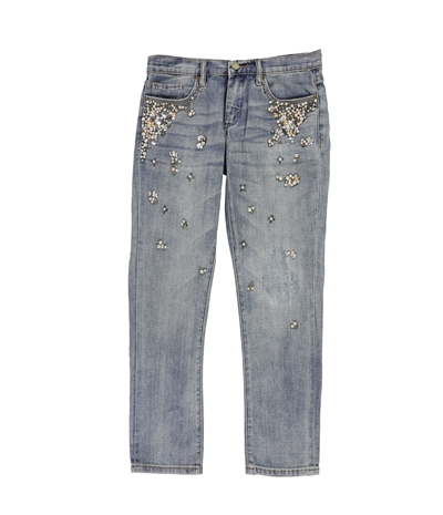 [Blank Nyc] Womens Embellished Girlfriend Cropped Jeans