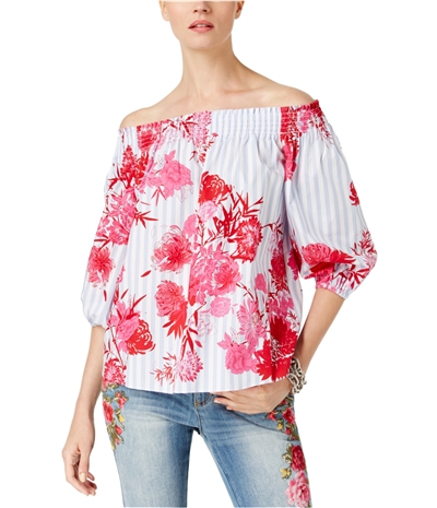 I-N-C Womens Tropical Off The Shoulder Blouse