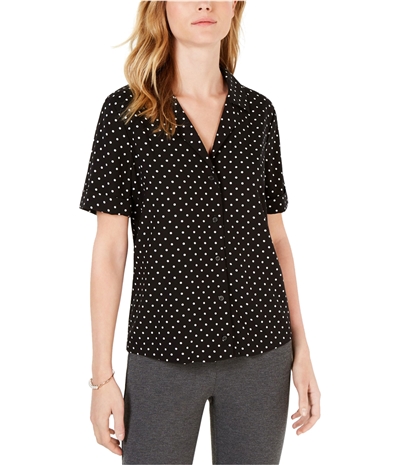 Maison Jules Womens Printed Camp Button Down Blouse