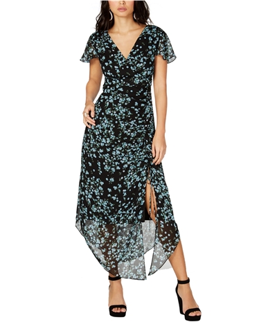 I-N-C Womens Flutter-Sleeve Ruched Maxi Dress