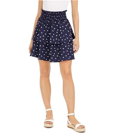 Maison Jules Womens Polka Dot Mini Tiered Skirt