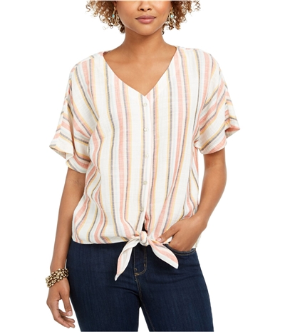 Style & Co. Womens Stripe Button Up Shirt
