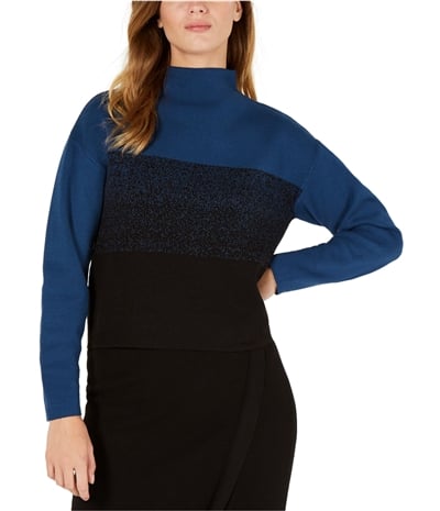 Anne Klein Womens Colorblock Jacquard Pullover Sweater