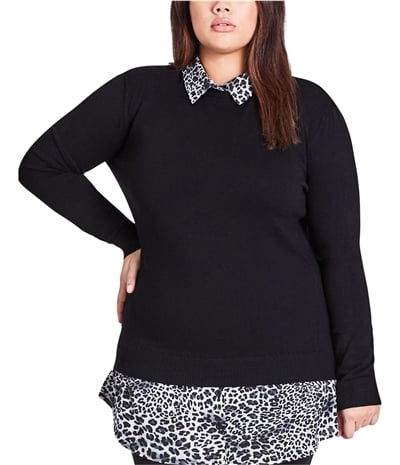 City Chic Womens Snow Leopard Pullover Sweater