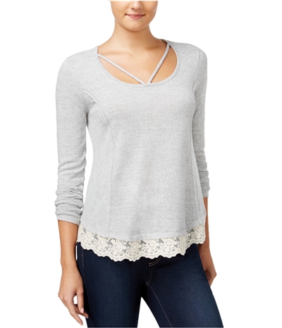 Belle Du Jour Womens Cage Lace Pullover Blouse