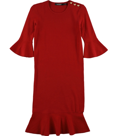 Ralph Lauren Womens Solid Ruffled Dress, TW2