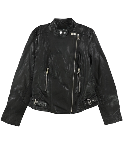 Ralph Lauren Womens Tumbled Leather Biker Jacket