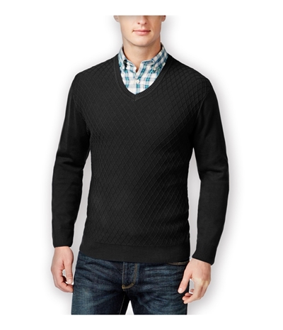 Club Room Mens Diamond-Knit V Neck Pullover Sweater, TW8