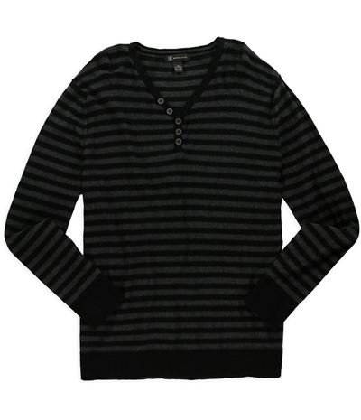 I-N-C Mens Striped Henley Sweater