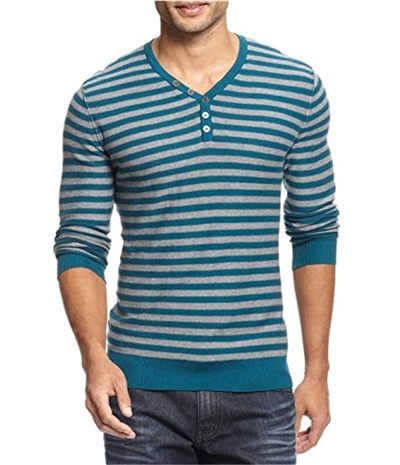 I-N-C Mens Striped Knit Henley Shirt, TW2