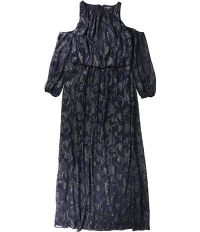 Ralph Lauren Womens Burnout Cold Shoulder Gown Dress