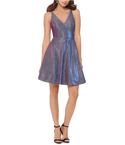 Xscape Womens Glitter Fit & Flare Dress