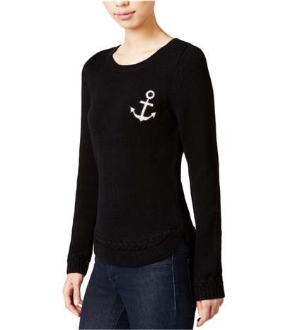 Maison Jules Womens Anchor Patch Knit Sweater