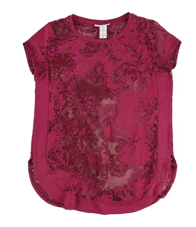 Bar Iii Womens Burnout Lace Embellished T-Shirt