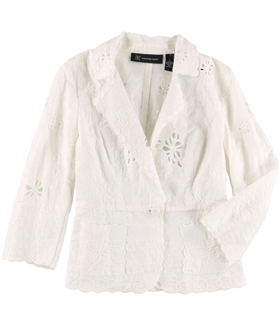 I-N-C Womens Embroidered One Button Blazer Jacket
