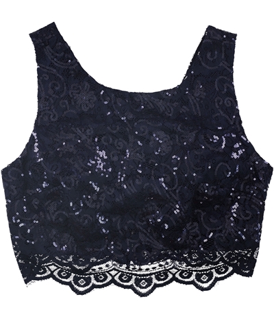 City Studio Womens Sequined Lace Crop Top Blouse