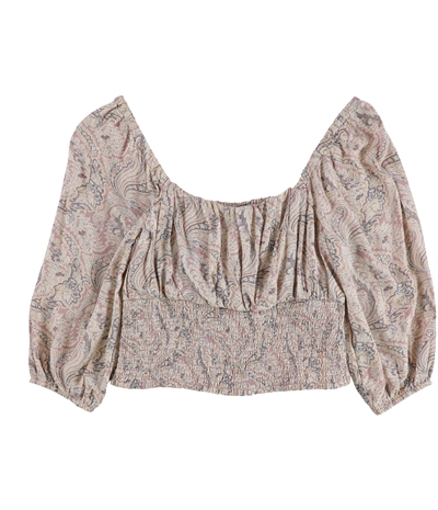 American Eagle Womens Ruched 3/4 Printed Ruffled Blouse