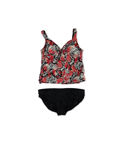 I-N-C Womens Printed Ruched Brief 2 Piece Tankini, TW4