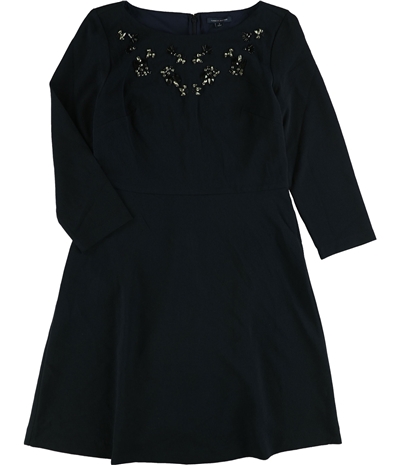 Tommy Hilfiger Womens Ls Embellished A-Line Dress