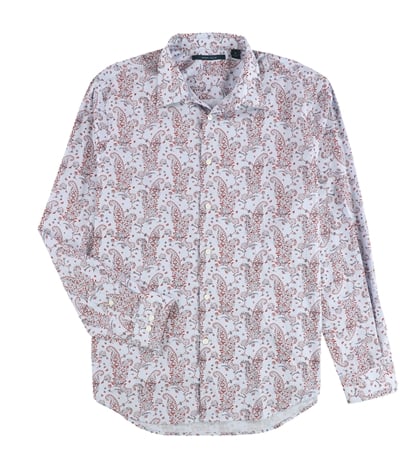 Perry Ellis Mens Gingham Paisley Button Up Shirt