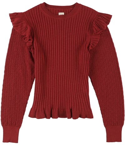 Rebecca Taylor Womens Ruffle Ribbed Pullover Sweater
