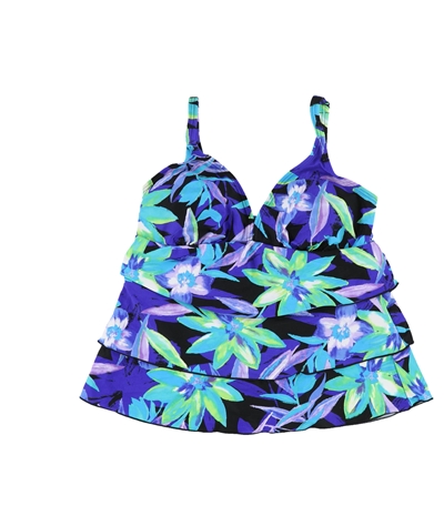 Beach Diva Womens Tropical Print Tankini Swim Top