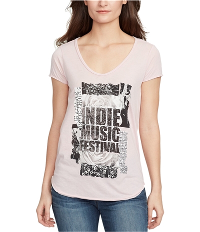 William Rast Womens Indie Collage Open Back Graphic T-Shirt