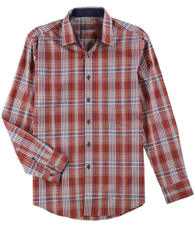 Tasso Elba Mens Plaid Ls Button Up Shirt, TW4