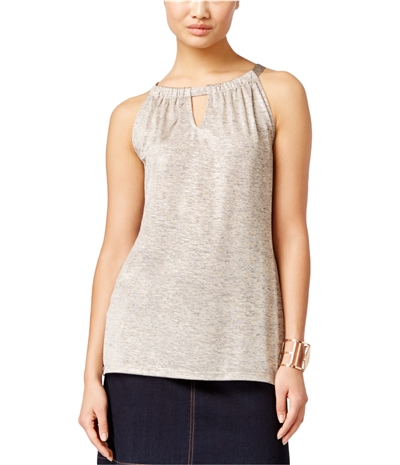 I-N-C Womens Metallic Shine Halter Top Shirt