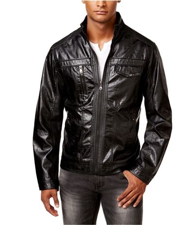 I-N-C Mens Zones Faux-Leather Motorcycle Jacket