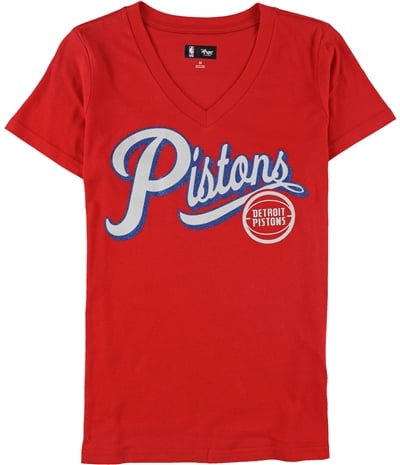 G-Iii Sports Womens Pistons Glitter Logo Graphic T-Shirt