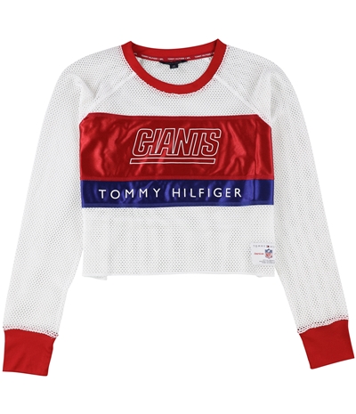 Tommy Hilfiger Womens Giants Mesh Crop Graphic T-Shirt