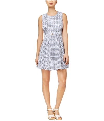 Maison Jules Womens Gingham Fit & Flare Cocktail Dress