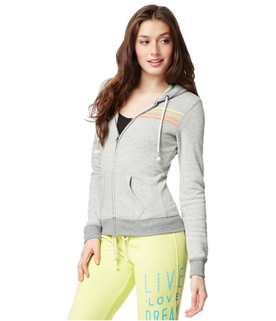 Aeropostale Womens Striped Fz Hoodie Sweatshirt