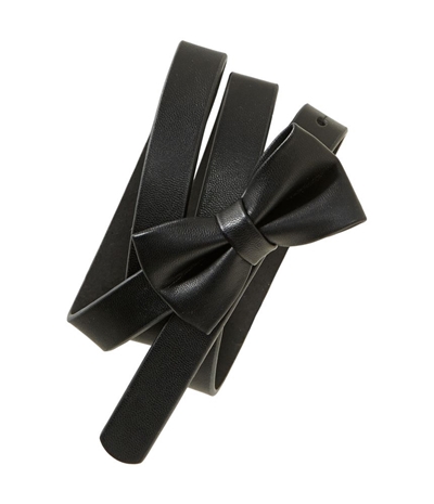 Aeropostale Womens Thin Leatherette Bowtie Skinny Belt