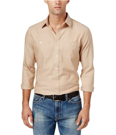 Tommy Hilfiger Mens Herringbone Button Up Shirt, TW1