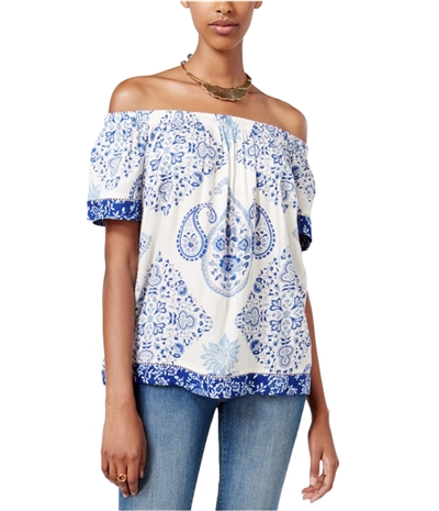 Lucky Brand Womens Off The Shoulder Pullover Blouse