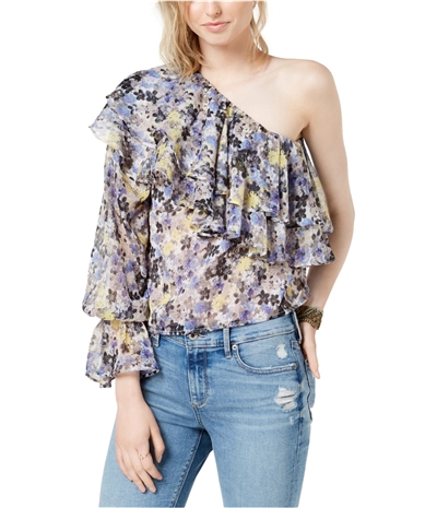 Lucky Brand Womens Floral One Shoulder Blouse
