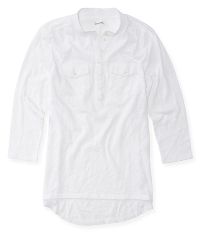 Aeropostale Womens Solid Popover Henley Shirt