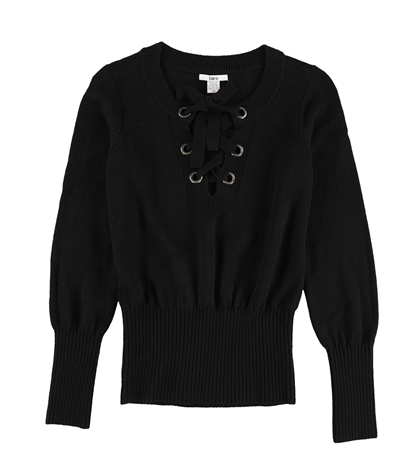 Bar Iii Womens Ribbed Lace-Up Knit Sweater