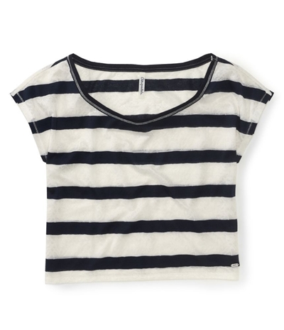 Aeropostale Womens Stripes Lace Pullover Blouse