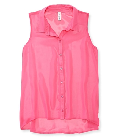 Aeropostale Womens Sheer Solid Color Chiffon Woven Button Up Shirt