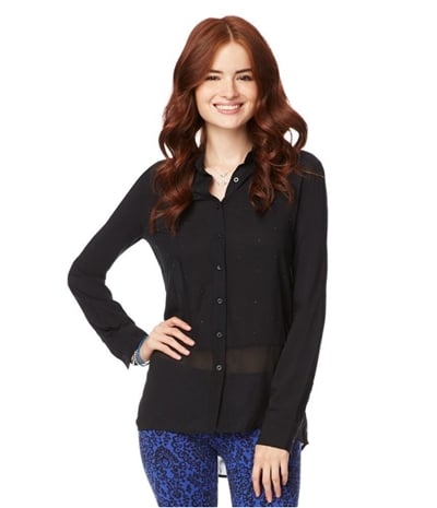 Aeropostale Womens Signature Shimmer Button Up Shirt