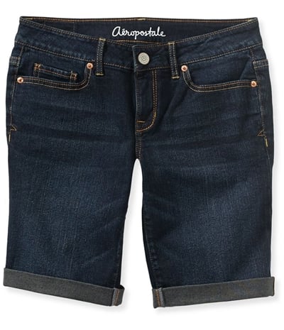 Aeropostale Womens Cuffed Dark Wash Casual Bermuda Shorts