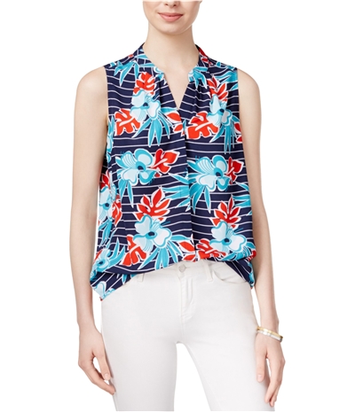 Maison Jules Womens Printed Button Up Shirt, TW1